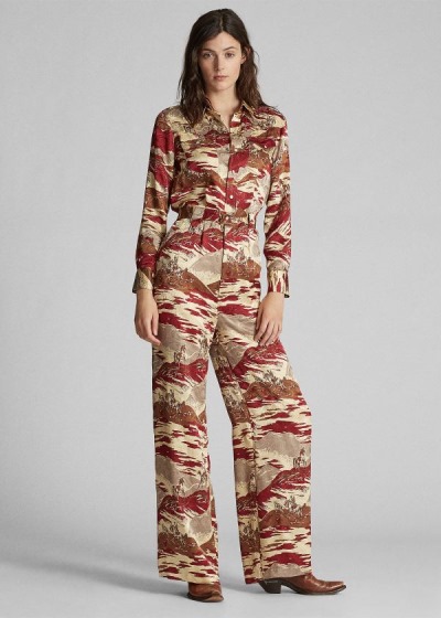 Ralph Lauren Western Silk Jumpsuit Dame Danmark (MKHEQ7825)